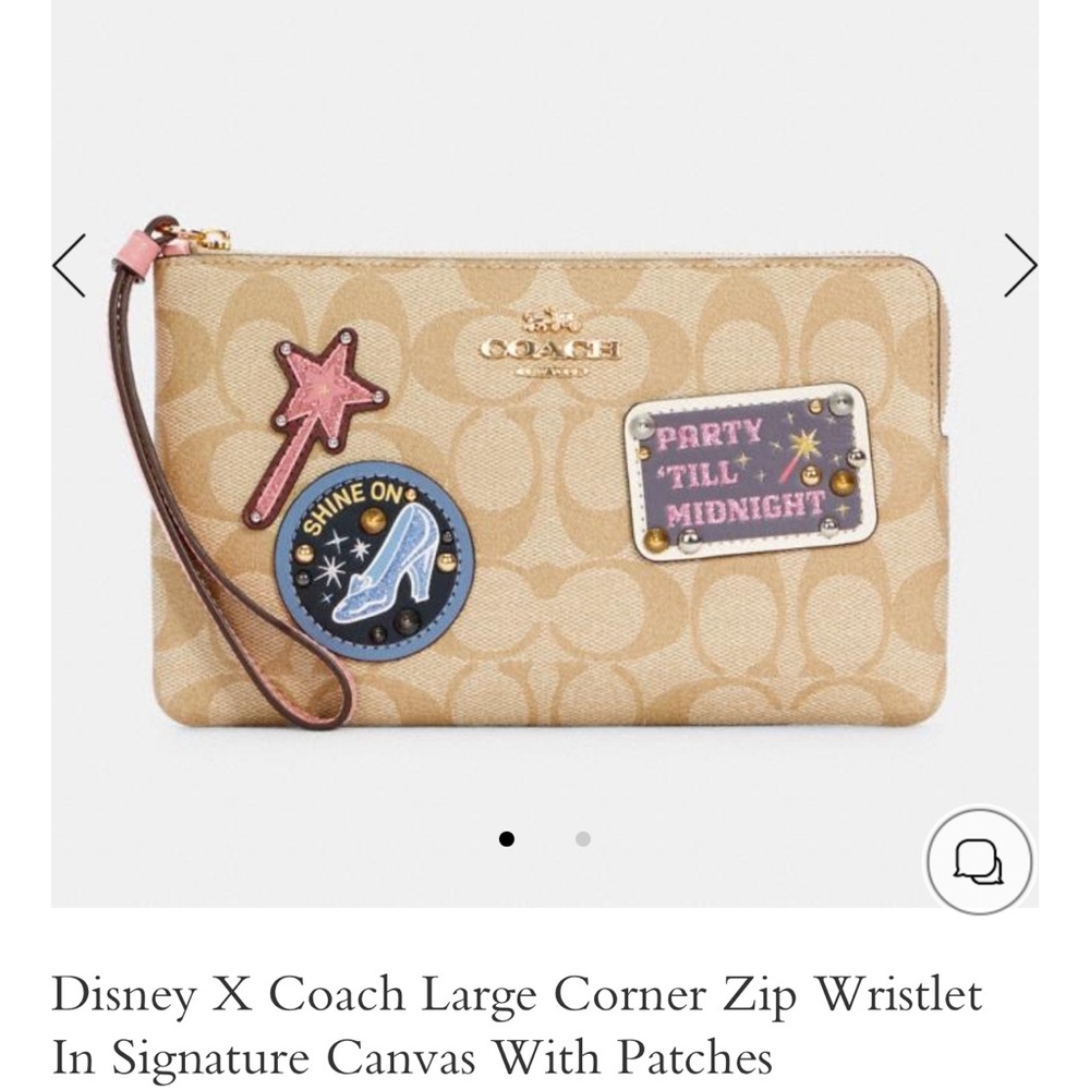 DisneyX Coach Large Corner Zip Wristlet W/ Patches